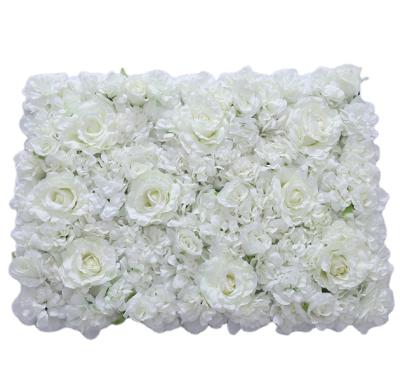 China Eco-friendly Factory Wholesale Wedding White Flower Wall Backdrop Artificial Flower Deocrative Wall Panels for sale