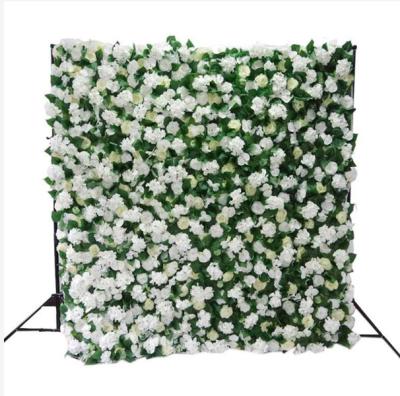 China Customized Design Silk Wedding Stage Backdrop Roll Up Fabric 3D Flower Back Wall for sale