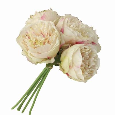 China Eco - Friendly Wholesale Artificial Silk Peony Flower Bouquet 5 Heads Wedding Bouquet for sale