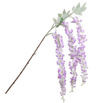 China Fake Wedding Flower Decoration Silk Flowers Artificial Wisteria Branch Vine 140cm With 3 Branches Artificial Wisteria Vine for sale