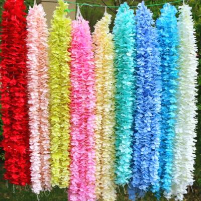 China Eco-friendly wholesale cheap artificial wedding silk garland 1m or 2m flower vine flower for wedding home decoration for sale