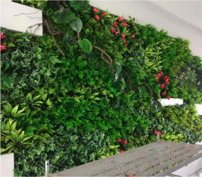 China Eco-friendly Wholesale Indoor Faux Garden Artificial Living Green Plants Wall For Background Decoration for sale