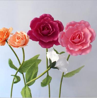 China Hotsale 25cm 30cm Tall Eco-friendly Artificial PE Decorative Floral Foam 40cm Rose With Leaves for sale