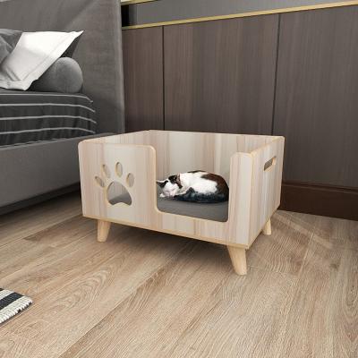 China Cooling Animal Products Cat Bed Dog Sleeping Bed Luxury Modern Wooden Pet Bed Indoor Furniture for sale