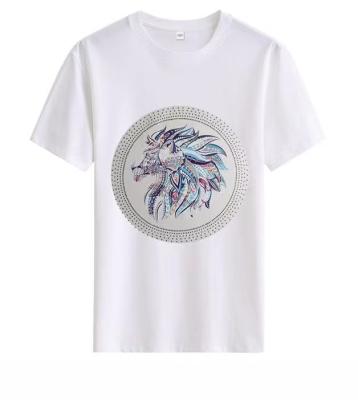 China Flatback hot fix transfer in stock heat transfer printing horse design hot fix rhinestone pattern for T-shirt for sale