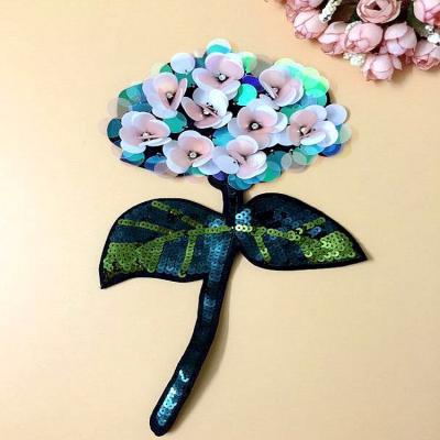 China 2020 factory stock sequins embroidery hand made 3D beading rose applique garment diy ornamet patch for sale