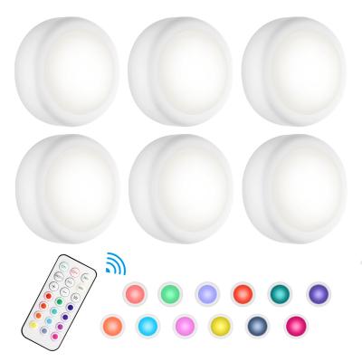 China Modern Hot Selling 6 Pack Radio RGB LED Remote Control Multicolor Battery Operated Cabinet Light For Closet Wardrobe for sale