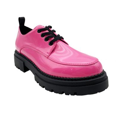 China New Latest Round Toe Pink Platform Shoes Spring Autumn Flat Shoes Lace Up Chunky Footwear From Sustainable Manufacturers for sale