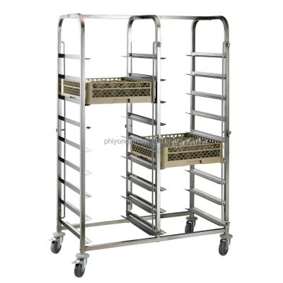 China Stainless Steel 9-Tier Rack Trolley For Holding Dishwasher Baskets for sale