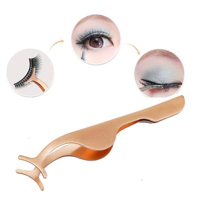 China Eyebrow Makeup Tool 1PCS Rose Golden False Eyelash Eye Lash Tweezers Applicator Clip Beauty Make Up Eyelash Lash Curler Tweezers for sale