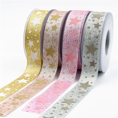 China Viable Wholesale 10meters/lot 25mm Wide Stars Printed Grosgrain Ribbon Hair Bow/Christmas/Wedding DIY Colored Ribbons for sale