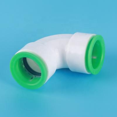 China Plastic RPV L Type Easy Installation Plastic Pipe Union Elbow Water Pipe Round Connectors for sale