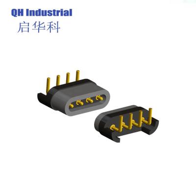 China 4pin Filling Pogo Right Angle Magnetic Male Female Pin Cable Connector For PCB for sale