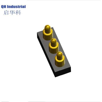 China PCB electrical contact spring loaded brass pogo 3 pin terminal 2.54mm gold plated waterproof connector for sale