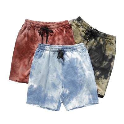 China Your Logo Embroidered Design Custom Design Anti Wrinkle Drawstring Shorts Super Soft Waist Casual Mens Tie Dye Cotton Sweat Shorts for sale