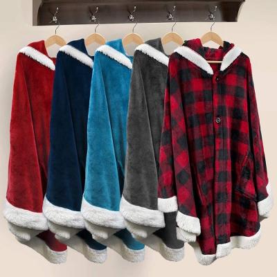 China New Design Anti-pilling Charact Travel Portable Sherpa Fleece Blanket with Hood and Sleeves for sale