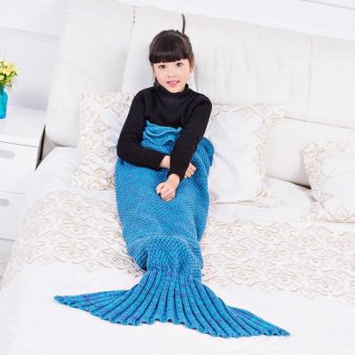 China 2019 Korean Popular Hot Selling Mermaid Tail Colorful Knitting Handmade Blanket Anti-pilling Children for sale