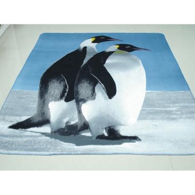 China Anti-pilling Tiger Penguin Wolf Animal Dog Photo Frame 3d Digitally Printed On Woven Fleece Throw Blanket for sale