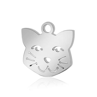 China Environmental Friendly Mirror Polished Animals Cat Charms Pendant Stainless Steel Jewelry Accessories DIY for sale