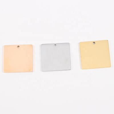 China Environmental Friendly 25mm Stainless Steel Jewelry Mirror Polished Blank To Stamp Square Pendant Charms for sale