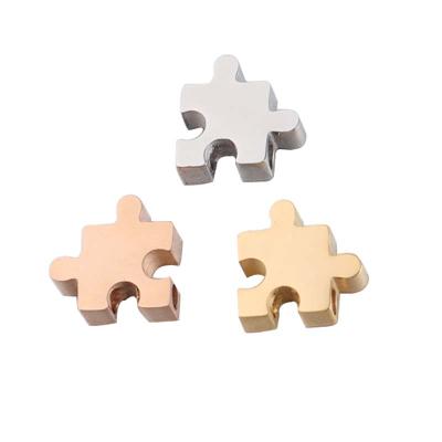 China Environmental Friendly 1.8mm Hole Mirror Polished Stainless Steel 10*10mm Puzzle Bead Charms For Jewelry Making for sale