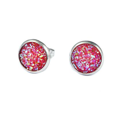 China Environmental Friendly Faux Druzy 10mm Stainless Steel Stud Earrings Jewelry For Women Kids Party Gift for sale