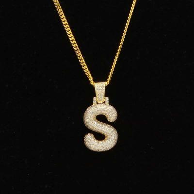 China Environmental Friendly Hot Selling Custom Paved Zircon Men and Women Jewelry Hip Hop Letter Pendants Necklace for sale