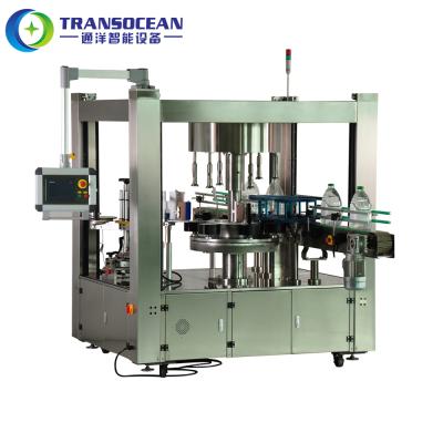 China Transocean Automatic Food Guangzhou Vertical Flat Bottle Label Sticking Machine for sale