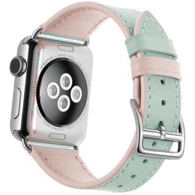 China Brand New Adjustable Watch Two Color Leather Strap For Apple Watch Series 1 2 3 4 5 6 Band 22mm Watch Band Strap Leather Strap for sale