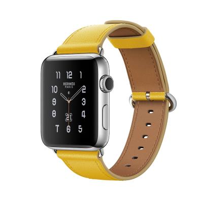 China Adjustable For Apple Watch Band Series 1 2 3 4 5 6 Two Color Watch Strap 22mm Cowhide Watch Strap Leather Band Real Cowhide Leather Band for sale