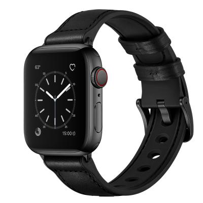 China Real Cow Leather Adjustable Luxury Smart Watch Strap Band For Apple Watch Series 1 2 3 4 5 6 Watch Silicone Band Strap 22mm Strap for sale