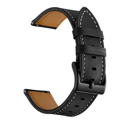 China Adjustable Flexible Durable Band Leather Watch Strap For Samsung Galaxy Watch3 Active2 20mm 22mm Watch Leather Strap Active Band for sale