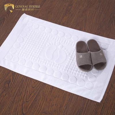 China Custom Compressed Bathroom Rug 100% Cotton Jacquard Logo Bath Mat for sale