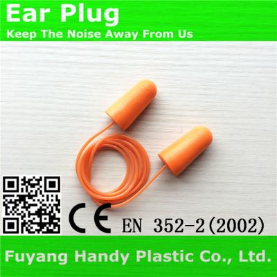 China PU foam earplugs with cord 13*24mm for sale