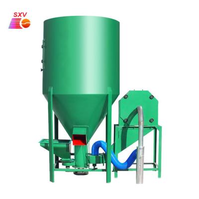 China Factory 300-2000kg/h Automatic Farm Animal Feed Mixer Poultry Machine Vertical Feed Crusher for sale