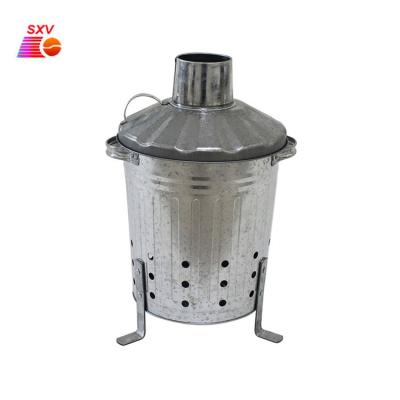 China Eco-friendly 12L Galvanized Small Steel Garbage Bin Portable Garden Household Garbage Incinerator for sale