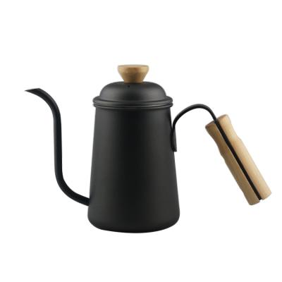 China WITH 650ml wooden coffee and LID customization handle coffee kettle gooseneck 304 stainless steel teapot for sale