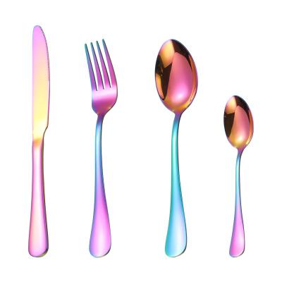 China Viable Customization Mirror Stainless Steel Cutlery Knife Fork Spoon 4 Pieces Dinnerware Utensils With Gift Box Dinnerware Set for sale