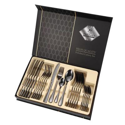 China Viable 24 Pieces Stainless Steel Cutlery Set Simplicity Utensils With Gift Box Knife Fork Scoop Dinnerware Kit for sale