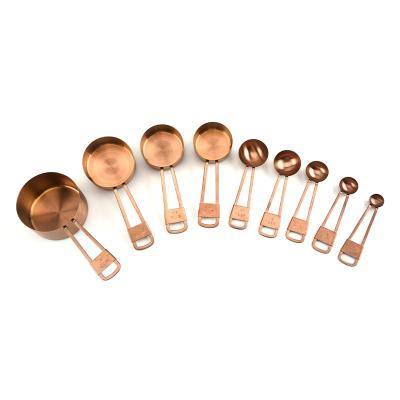 China Viable Egg Gold Customization Scoop Metal Stainless Steel Measuring Cup And Spoon 9 Pieces Set for sale