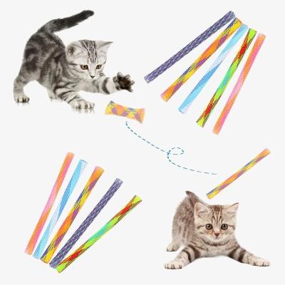 China 10/30 PCS Cat Toy Fun Cat Jumping Flexible Spiral Spring Funny Interactive Telescopic Chew Cat Spring Teething Toy Colorful Durable for sale