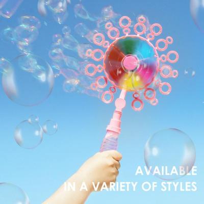 China Waterless Bubble Funny Windmill Making Blower Bubbles Machine Toys Outdoor Bubble Blower Machine Big Colorful Bubble Soap Tools Toy Supplies for sale