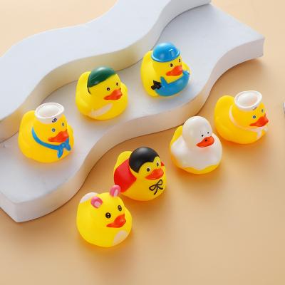 China Eco-Friendly Material Baby Bath Toys Cute Squeaky Yellow Duck Bath Water Game Toys For Kids Playing Water Kawaii Squeeze Float Ducks With BB Sound for sale