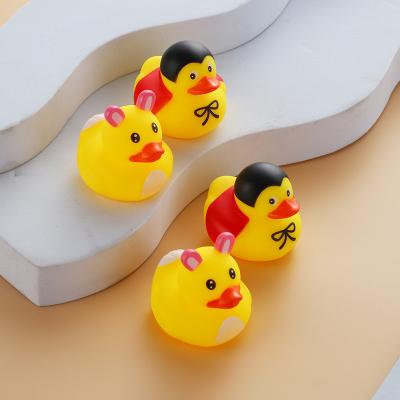 China Eco-Friendly Material Cute Little Yellow Duck With Squeeze Bath Toy Soft Rubber Float Ducks Bath Game Healthy Fun Gifts For Kids Children Baby for sale