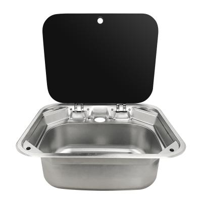 China RV boat motorhome marine caravan stainless steel hand basin motorhome campervan rectangular kitchen sink with color hot water faucet for sale