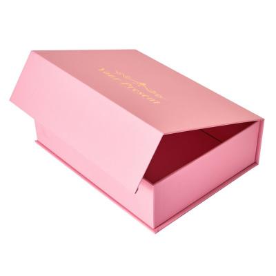 China Recyclable Folding Flat Pack Cardboard Paper Pink Box Packaging Foldable Gift Boxes With Magnetic Lid for sale