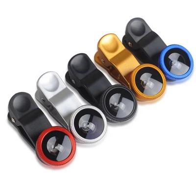 China Universal Aluminum HD Camera Lens Kit 3 in 1 Phone Lens Clip on 0.67xWide Angle Macro Lens for Mobile Phone for sale