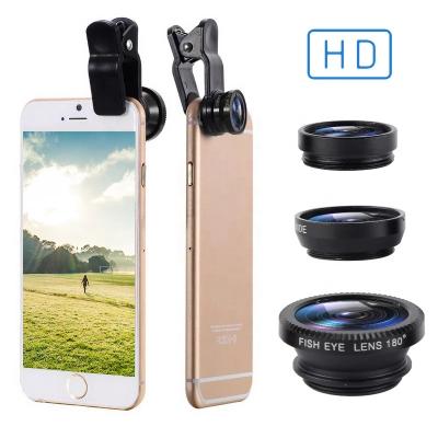 China Wholesale Phone Camera Lens 3 in 1 Wide Angle Fisheye 0.67x Zoom Mobile Phone Lens 6x Macro Camera Lens for Phone for sale