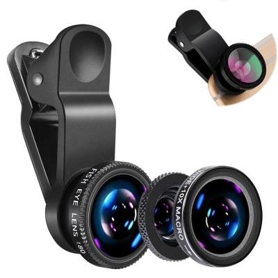 China 2021 Wholesale Cheap Microphone 3 In 1 Phone Lens Phone Camera Lens Fish Lens For Phone Smart Factory Price for sale