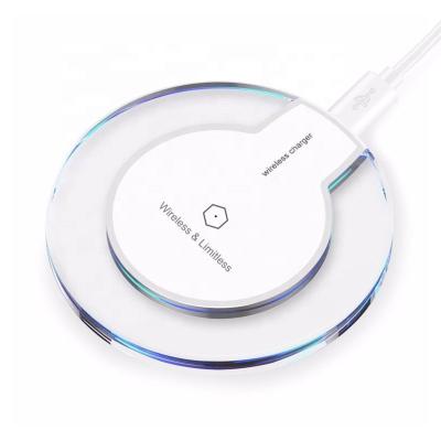 China 2021 Cheapest Mobile Phone Fast Wireless Charger LED Crystal Wireless Charger Pad For All Qi Enabled Devices for sale